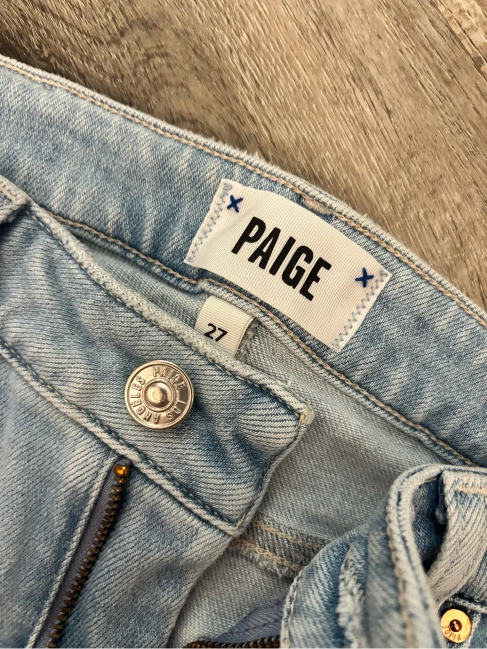 PAIGE Cindy Park Ave Light Blue High-Rise Straight Jeans size 27